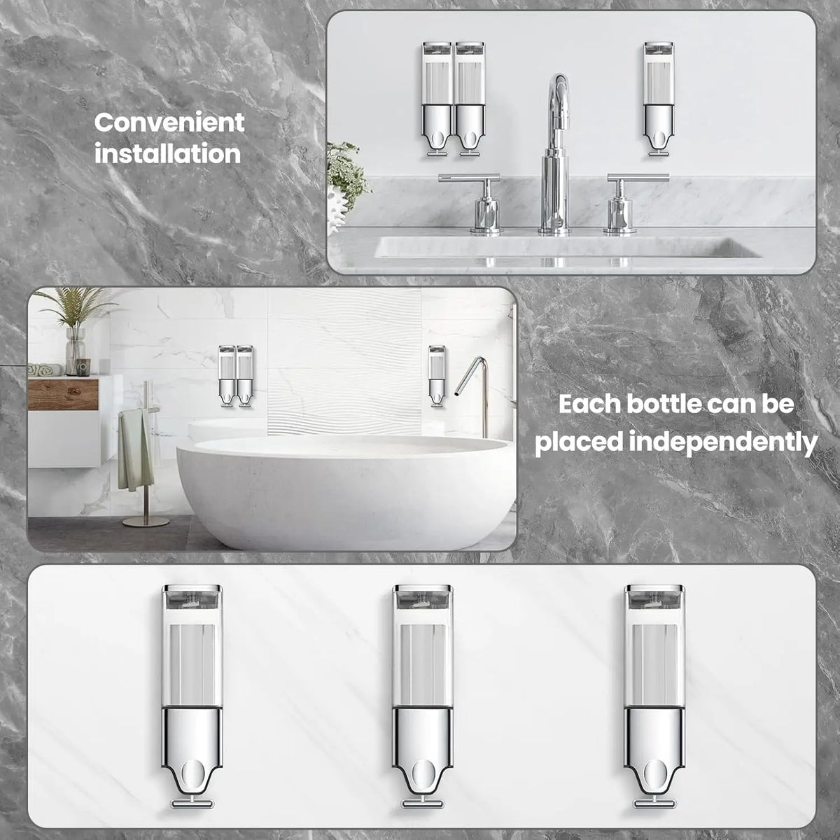 3-Chamber No-Drill Shower Soap Dispenser