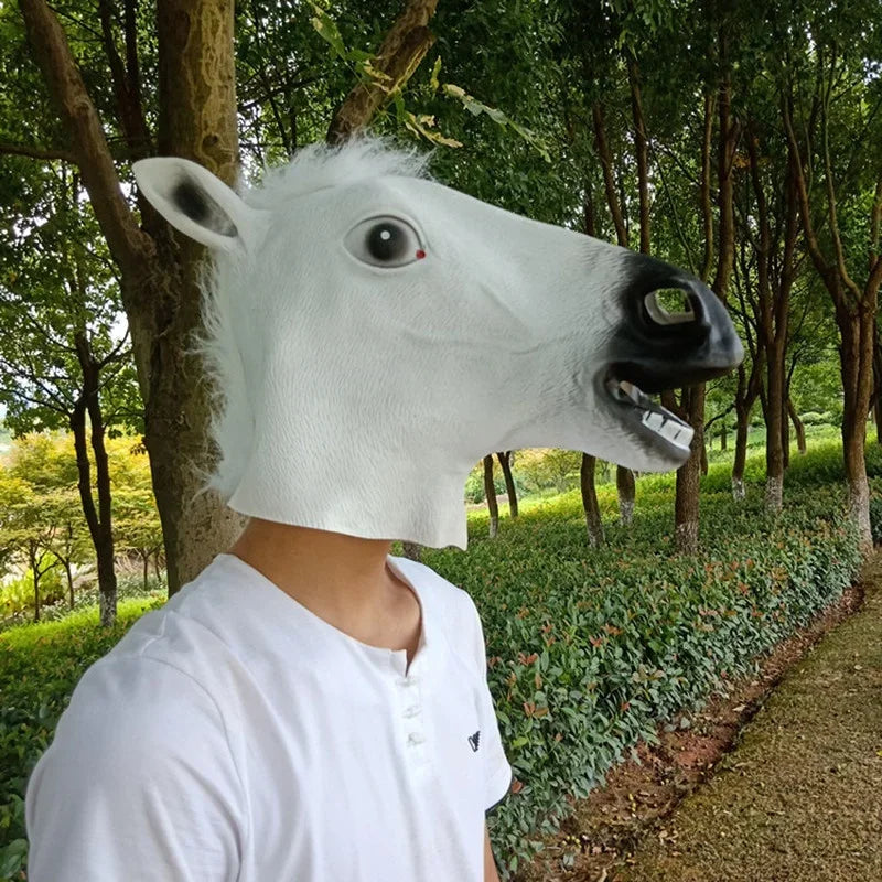 Full-Head Horse Costume Mask – Brown, White or Black