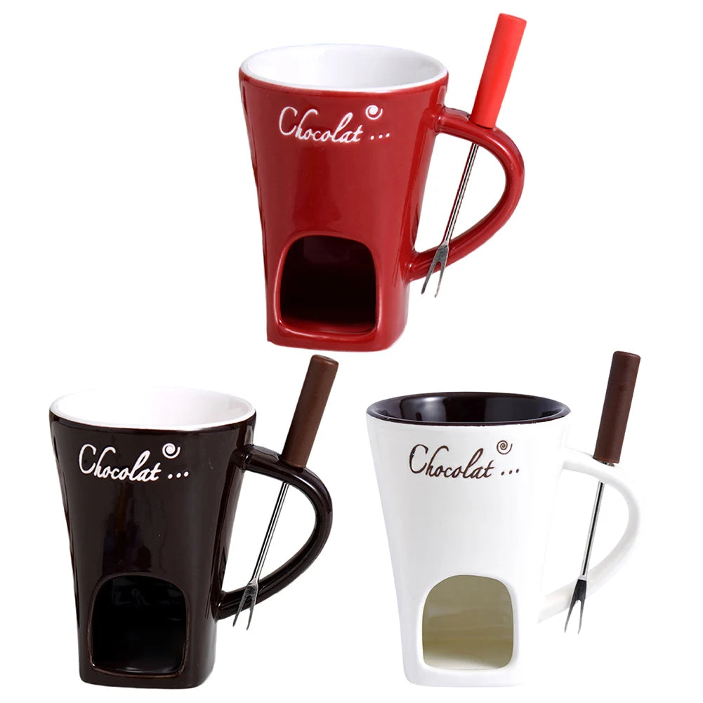 Mini Ceramic Tealight Fondue Cup with Fork