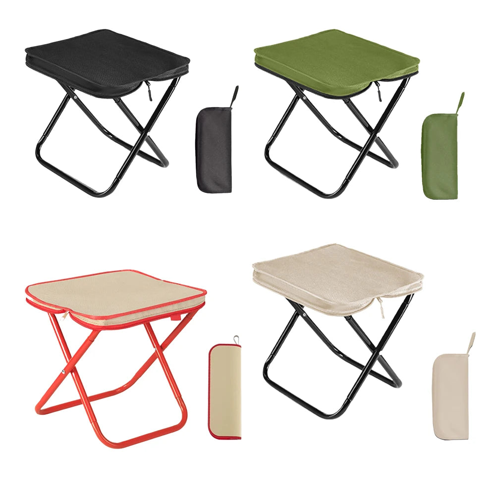 Portable Foldable Backpack Stool Lightweight Camping Picnic Fishing Chair with Mesh Bag Outdoor Adventure Seat for Hiking Travel