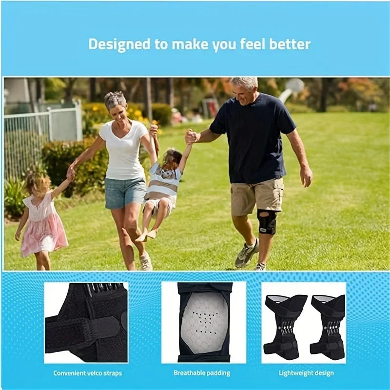 Knee Protection Booster Support Knee Cushion Adjustable Sports Powerful Rebound Spring Force Relieves Pain From Strains 1-2PCS