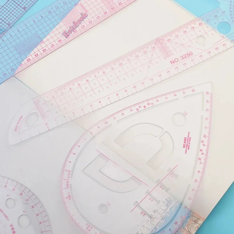 Transparent French-Curve Sewing & Drawing Templates – 3 Sets