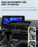Car Cup Holder Expender Multi-Function Drink Holder with Food Table 360 Degree Adjustable Base Tray for Lunch Snack
