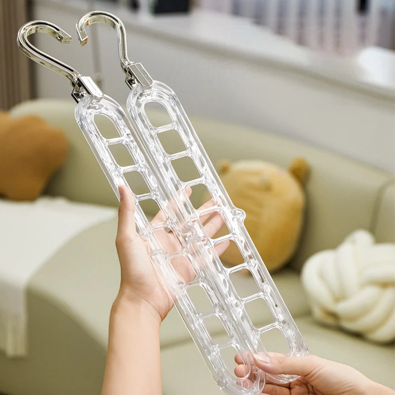9 In 1 Clothes Hanger Household Plastic Multi-function Nine-hole Clothes Drying Horizontal Vertical Rotating Hanger 1Pc