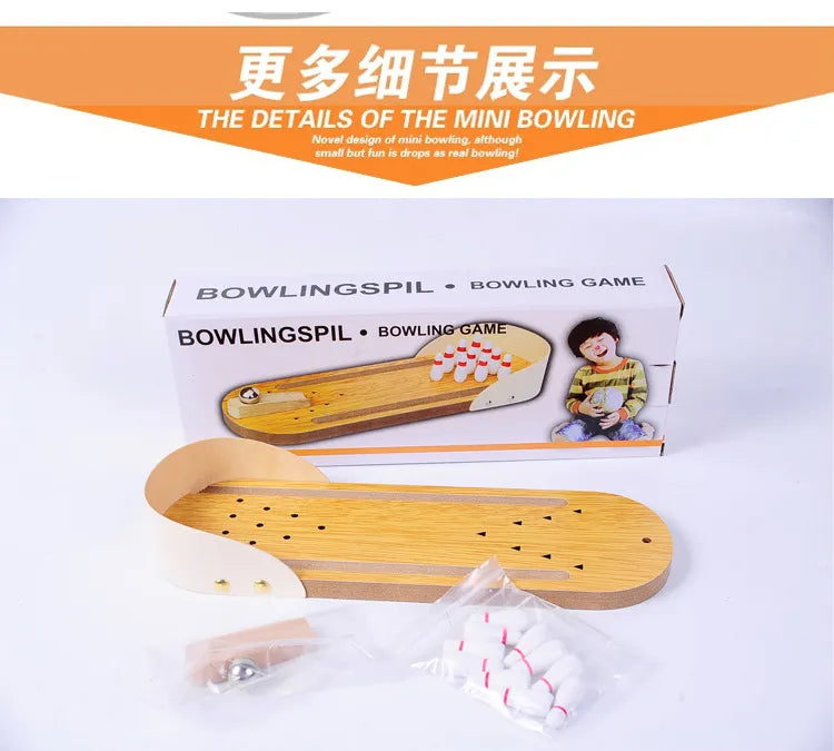 Wooden Desktop Mini Bowling Game Set