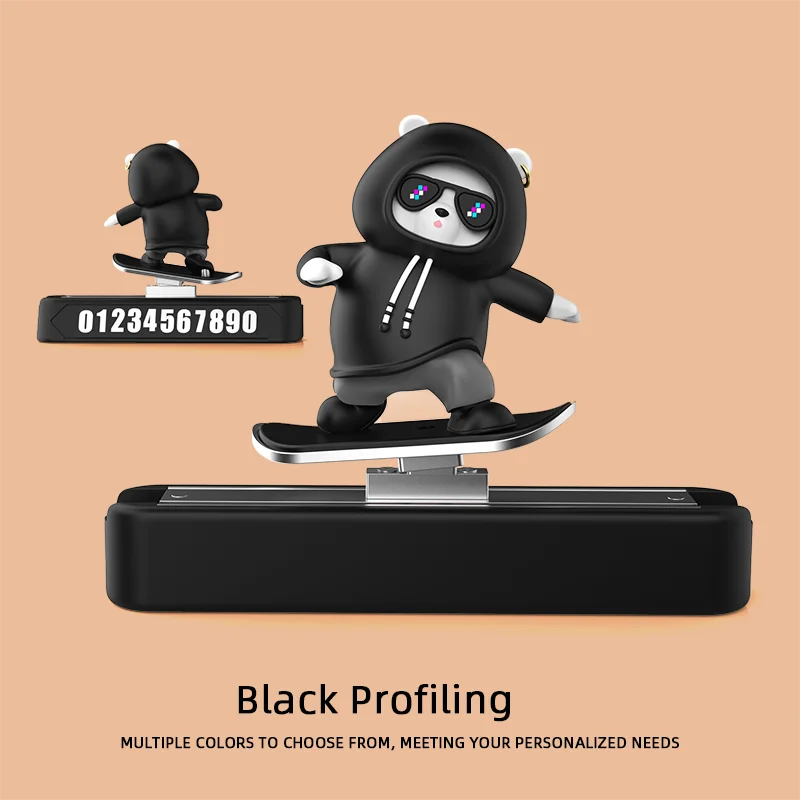 Magnetic Skateboard Bear Dashboard Ornament – 4 Styles