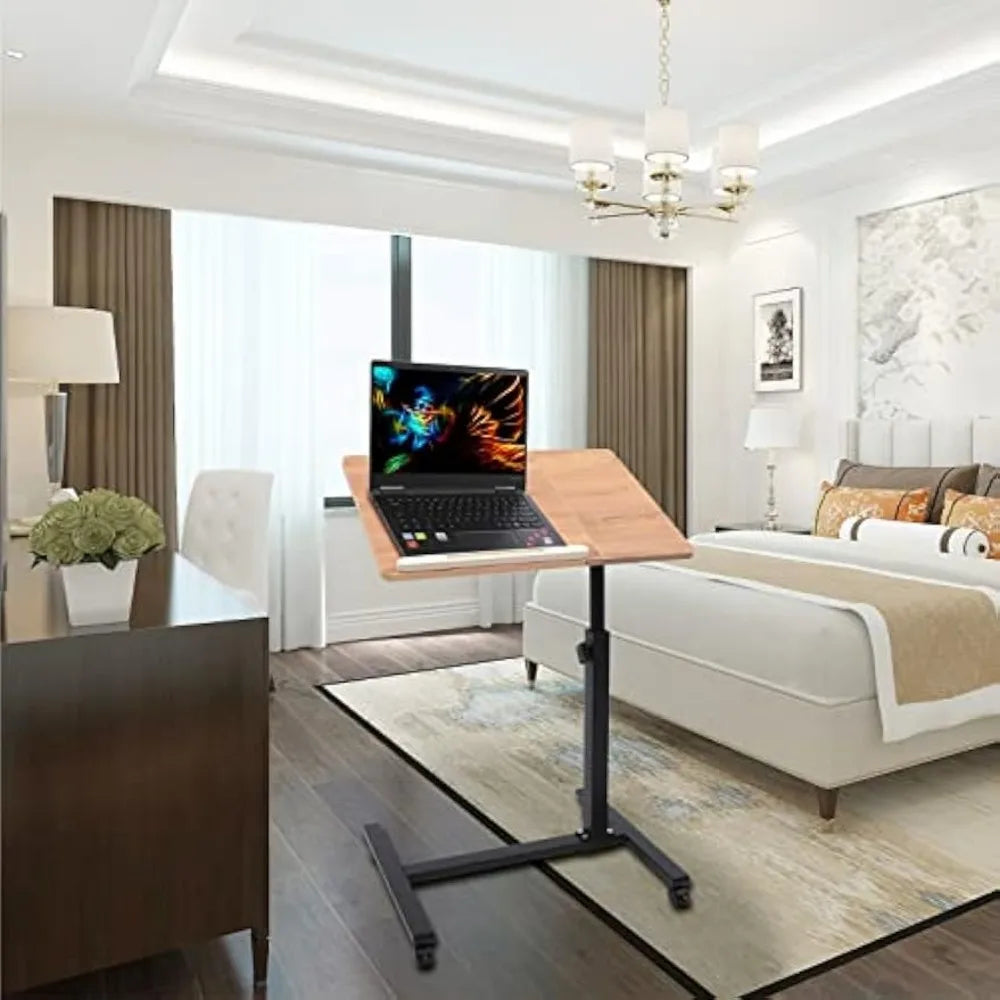 360° Rotation Mobile Rolling Desk Computer Cart Rolling 58-90cm Height Adjustable Lap Desk for Laptop Desk Mobile Workstation