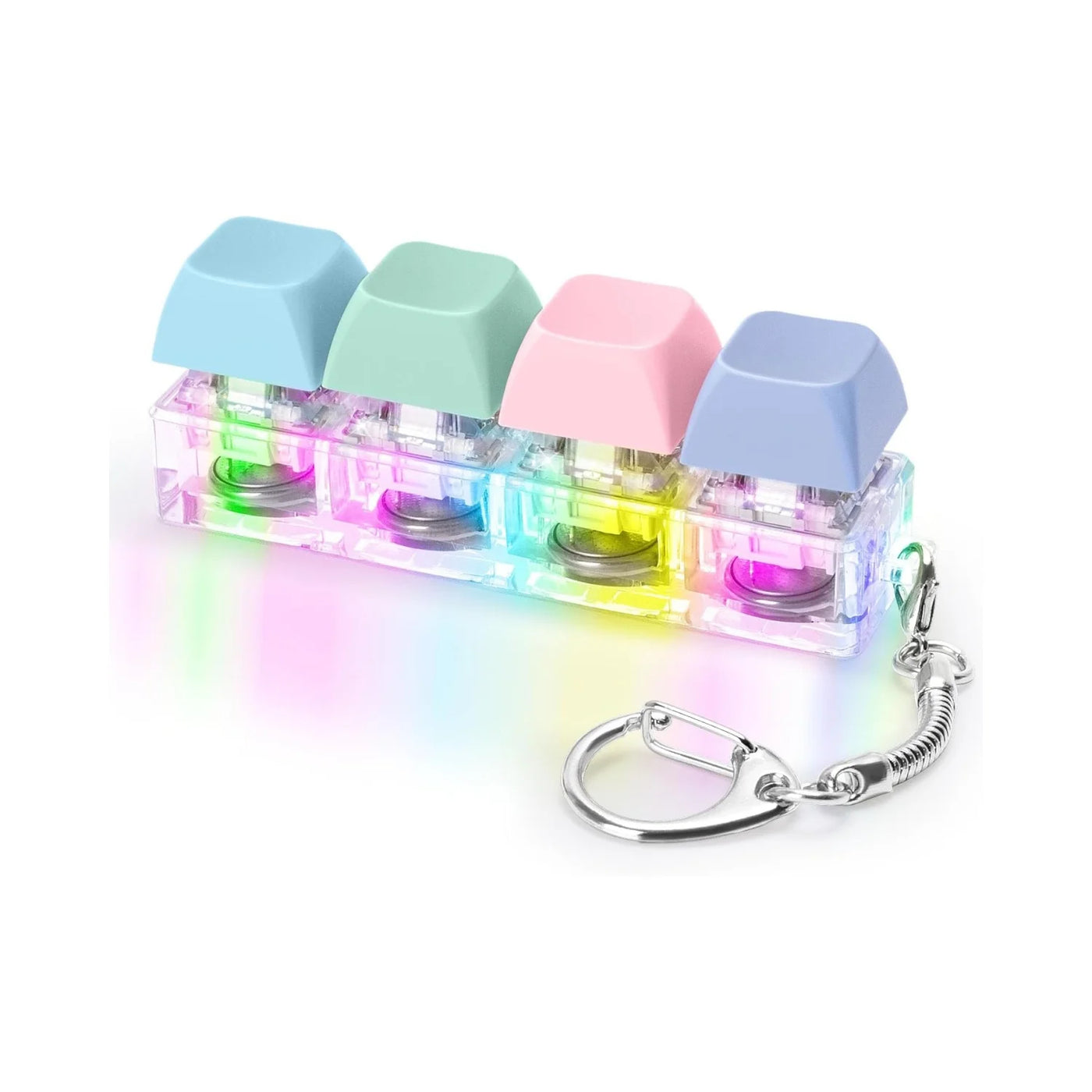 Keyboard Fidget Toy with LED Light Keyboard Fidget Keychain 4-in-1 Keyboard Decompression Button Stress Relief Fidget Gifts
