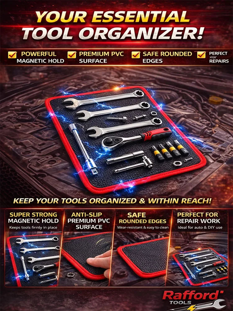 Extra-Strong Magnetic Tool Mat – Wipeable PVC Parts Tray for Screws, Bolts & Auto Repair