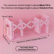 Adjustable Metal Bookend with Pen Holder