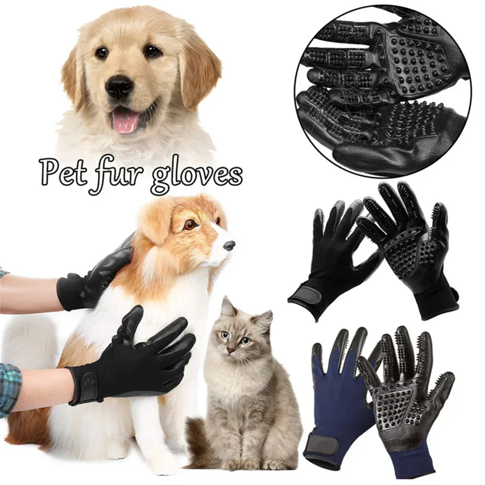 Black Soft-Nodule Pet Grooming Glove