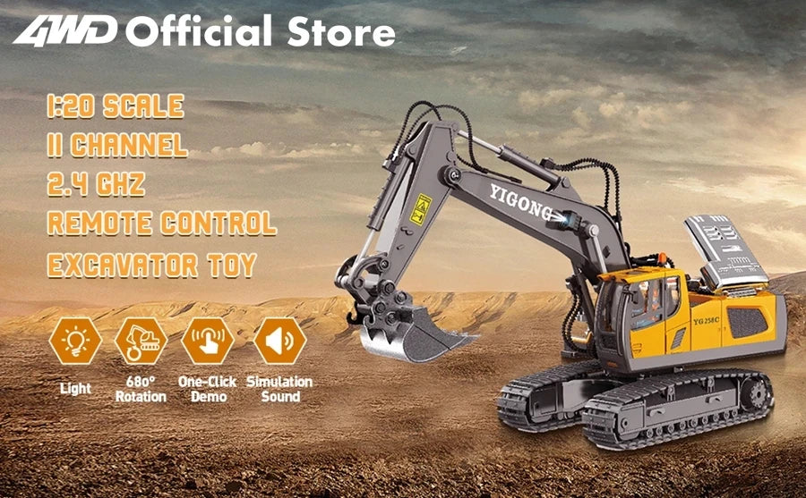 4WD Remote-Control Excavator Toy – 9 Options