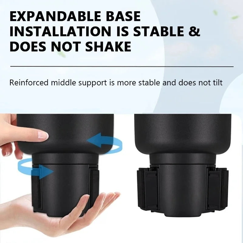 Expandable Car Cup Holder with 360° Snack Tray