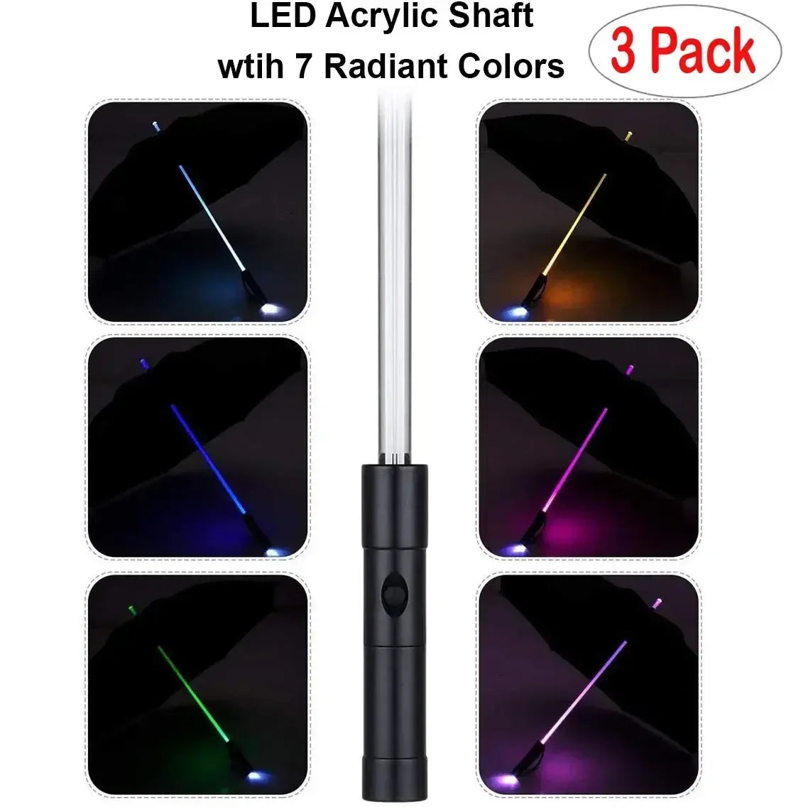 LED Light-Up Umbrella with Flashlight Handle – 4 Colours