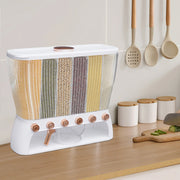 Dry Food Dispenser 6-Grid Wall-Mounted Dry Food Dispenser - Adjustable Compartments Easy Dispensing - Kitchen Storage