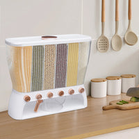 Dry Food Dispenser 6-Grid Wall-Mounted Dry Food Dispenser - Adjustable Compartments Easy Dispensing - Kitchen Storage