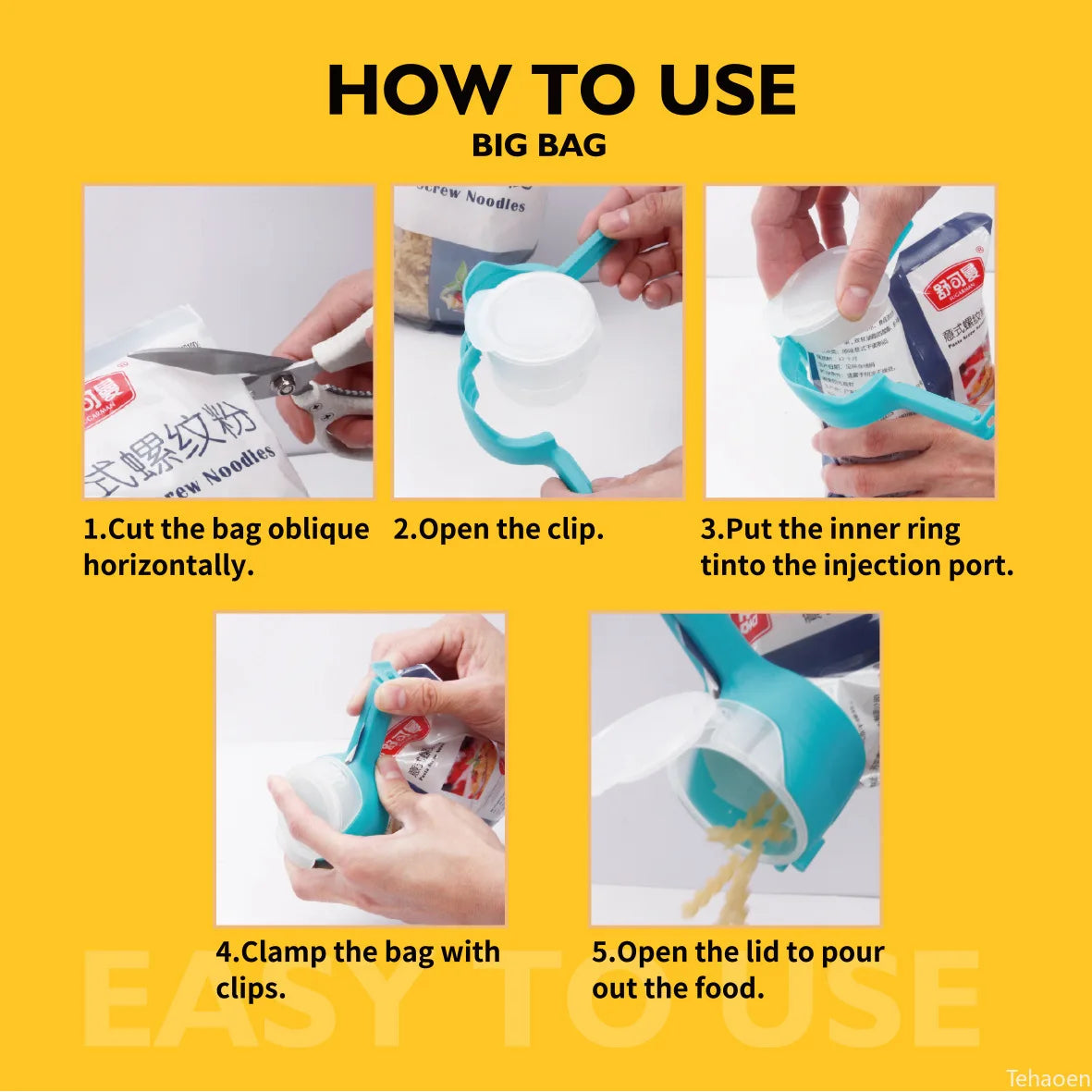 Food Bag Sealing Clip with Pour Spout – 6 Colours