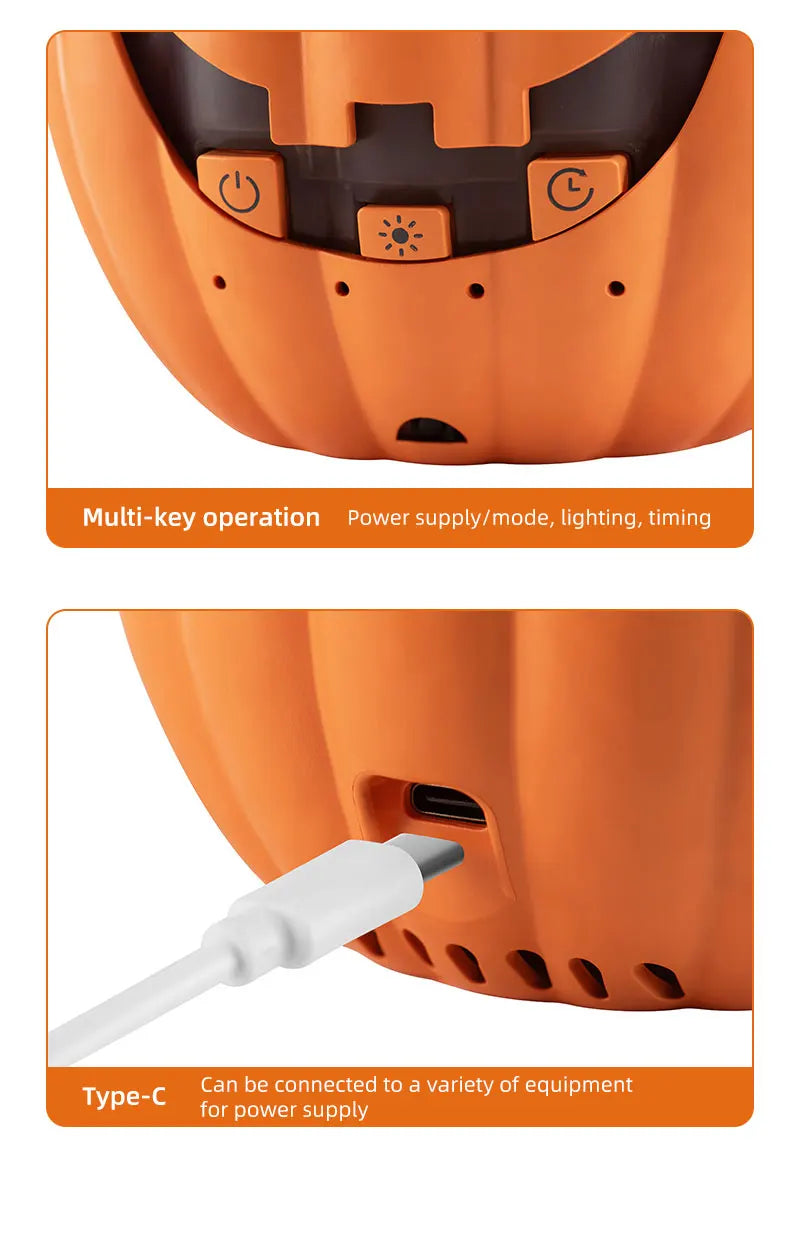 Halloween Pumpkin Aroma Diffuser & Humidifier – LED Night Light USB Essential Oil Mister