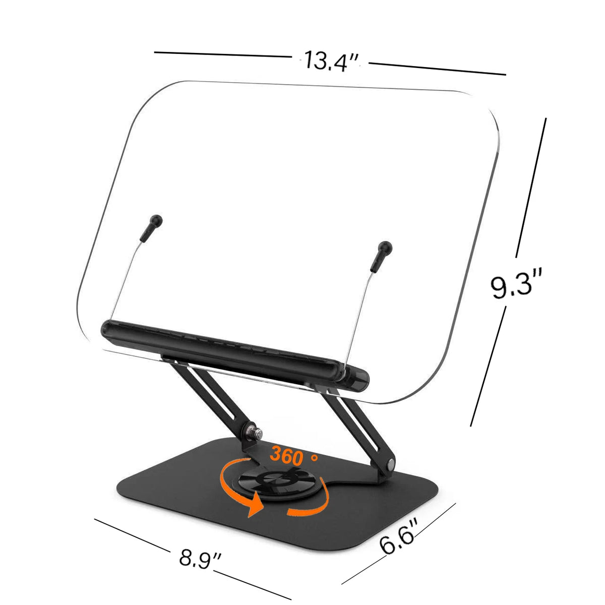 Foldable 360° Swivel Book Stand with Page Clips