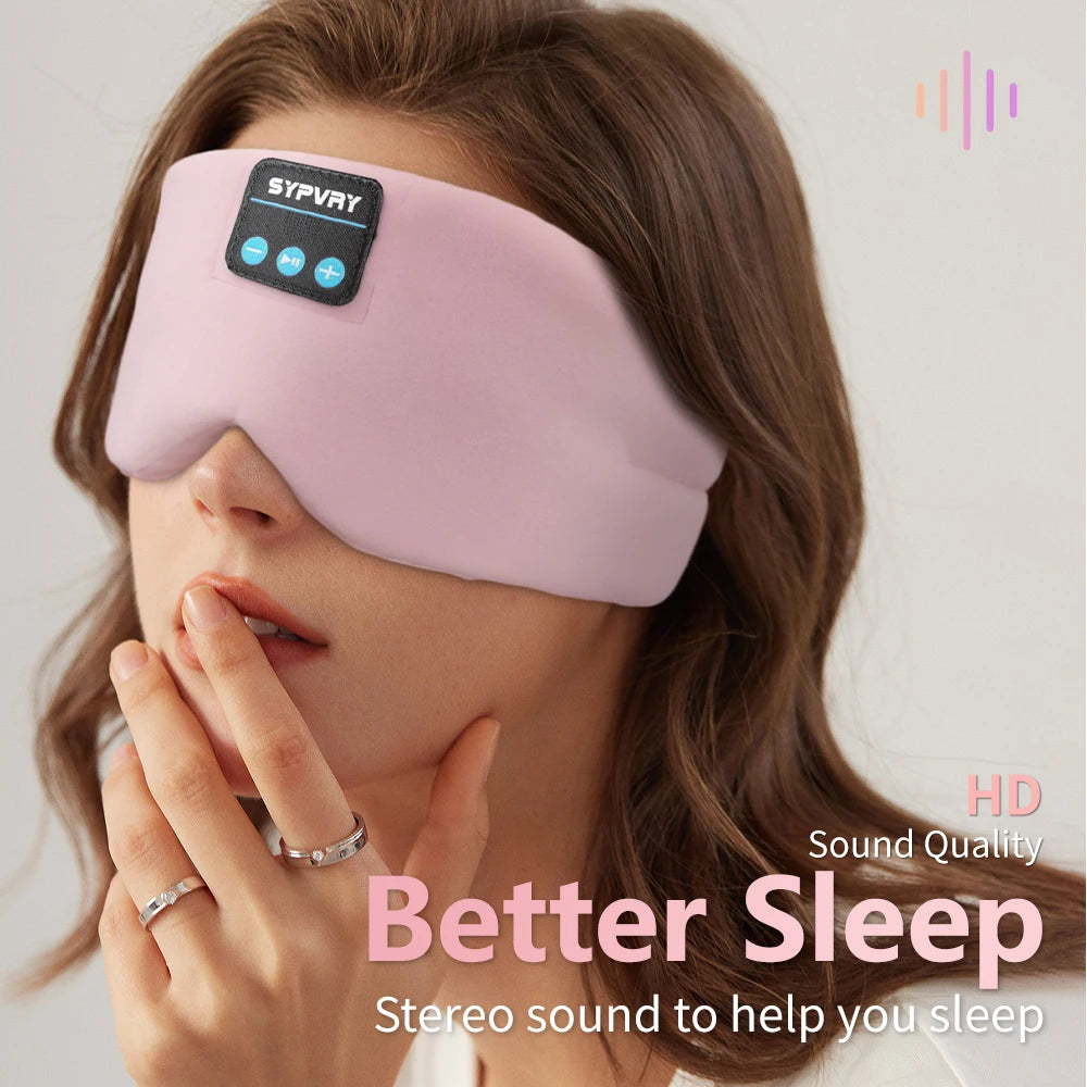 Sleeping Headphones Bluetooth Eye Mask for Women Men, Wireless Music Blackout Masks for Side Sleepers Insomnia Travel Gift