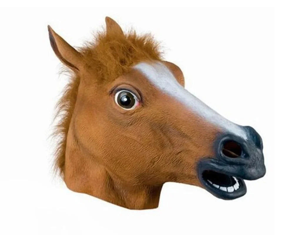 Full-Head Horse Costume Mask – Brown, White or Black
