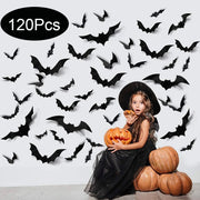 3D Black Halloween Bat Wall Decorations – 6 Pack Sizes