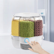 6-Compartment Cereal Dispenser, 360° Rotation, 164lbs Capacity, Airtight Sealing, Transparent Design for Dry Food Storage