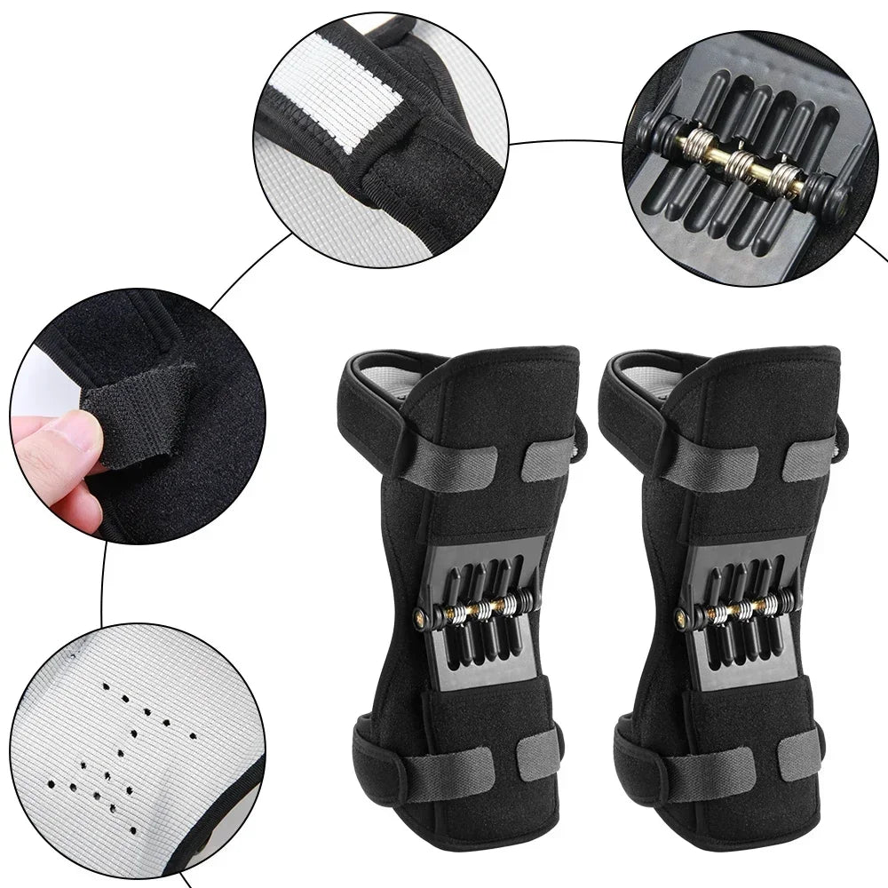 Knee Protection Booster Support Knee Cushion Adjustable Sports Powerful Rebound Spring Force Relieves Pain From Strains 1-2PCS