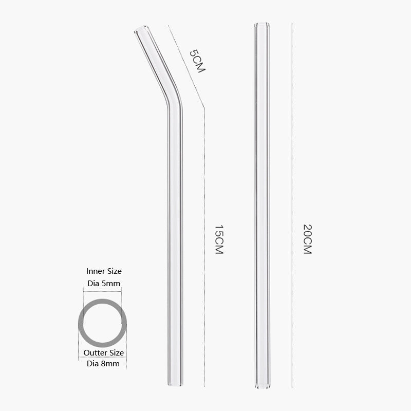 Reusable 8-Inch Glass Drinking Straws – 6 Sets