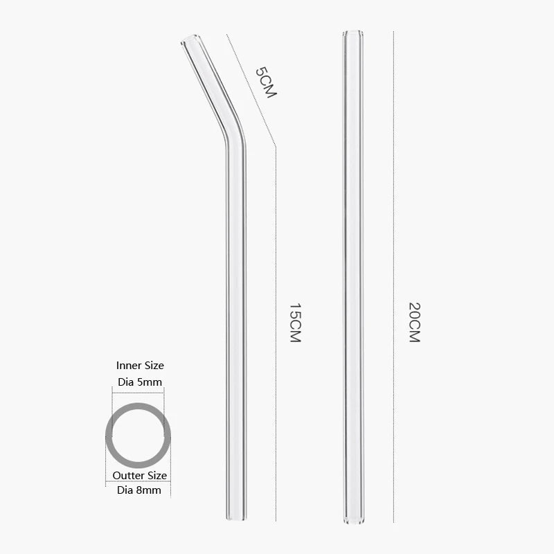 Reusable 8-Inch Glass Drinking Straws – 6 Sets