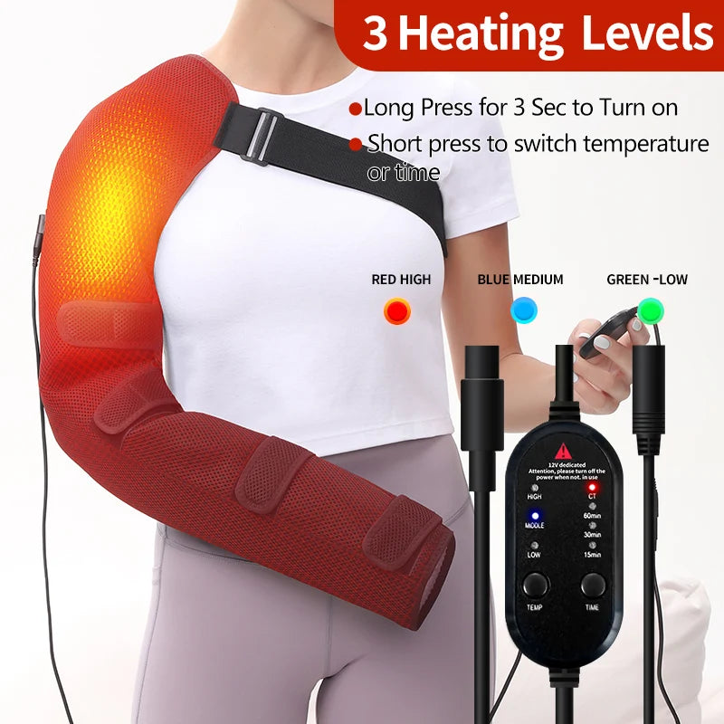 Heated Arm Massager Brace – Vibration & Thermal Therapy for Elbow, Shoulder & Arm Pain Relief