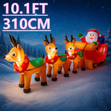 10.1FT LED Inflatable Christmas Yard Decor Santa Sleigh 3 Reindeer Xmas Supplies Decoration Ornaments Toy Gifts Holiday Decor