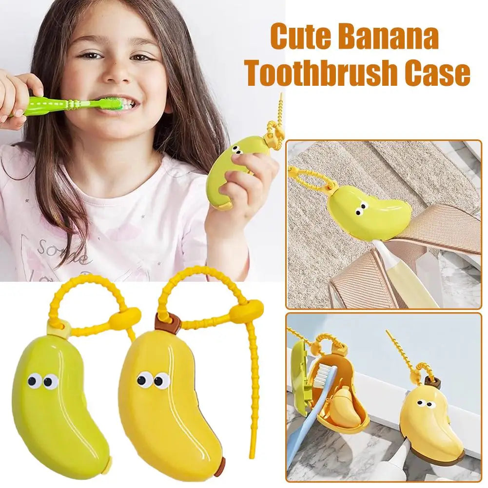Banana-Shaped Travel Toothbrush & Mini-Tube Case