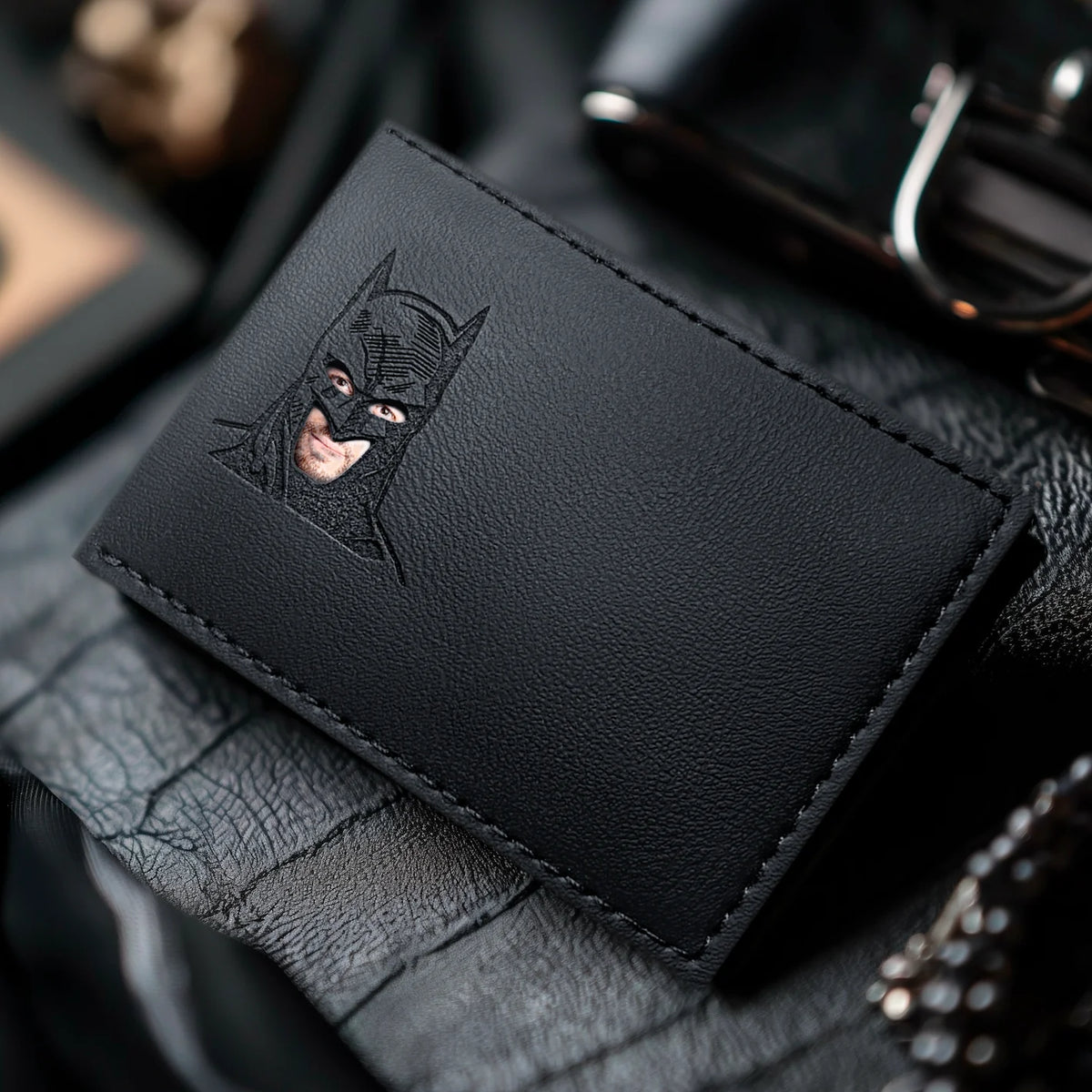 Slim Leather Hero ID Wallet with Matching Keychain