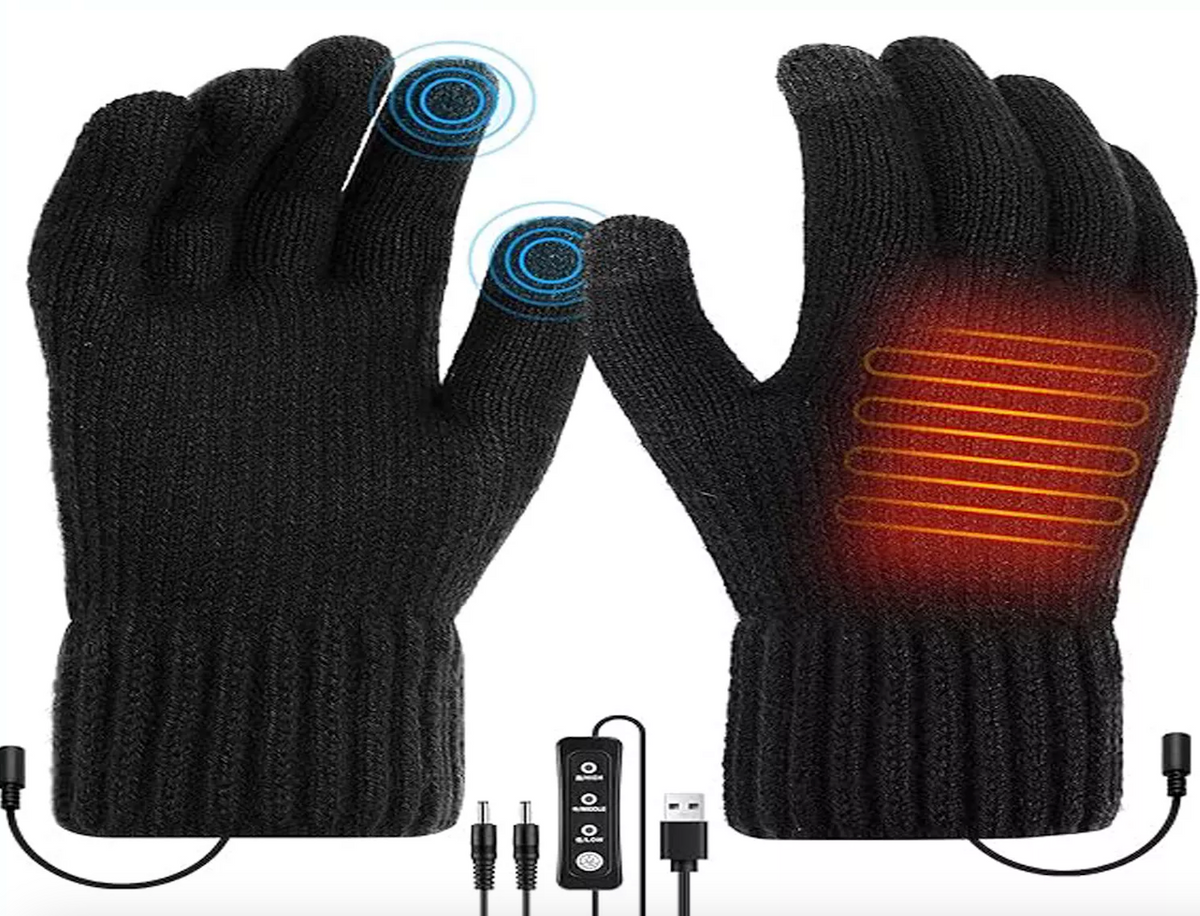 5V USB Heated Touchscreen Gloves – Black or Grey
