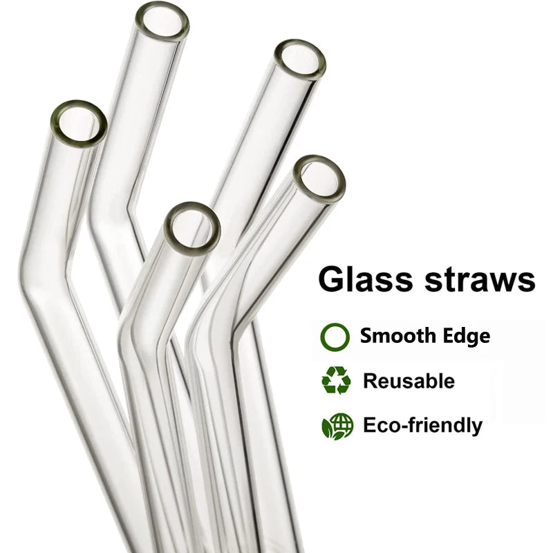 Reusable 8-Inch Glass Drinking Straws – 6 Sets