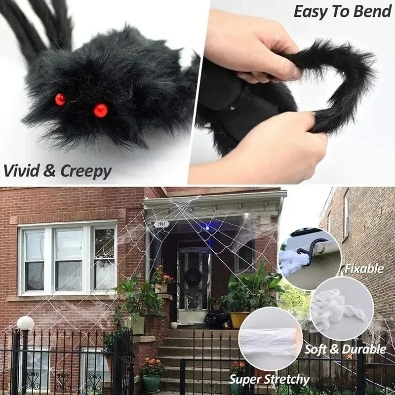Poseable Giant Black Halloween Spider – 30cm to 200cm