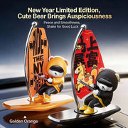 Magnetic Sailboat Swing Bear Car Dashboard Ornament – Sliding Cartoon Decoration