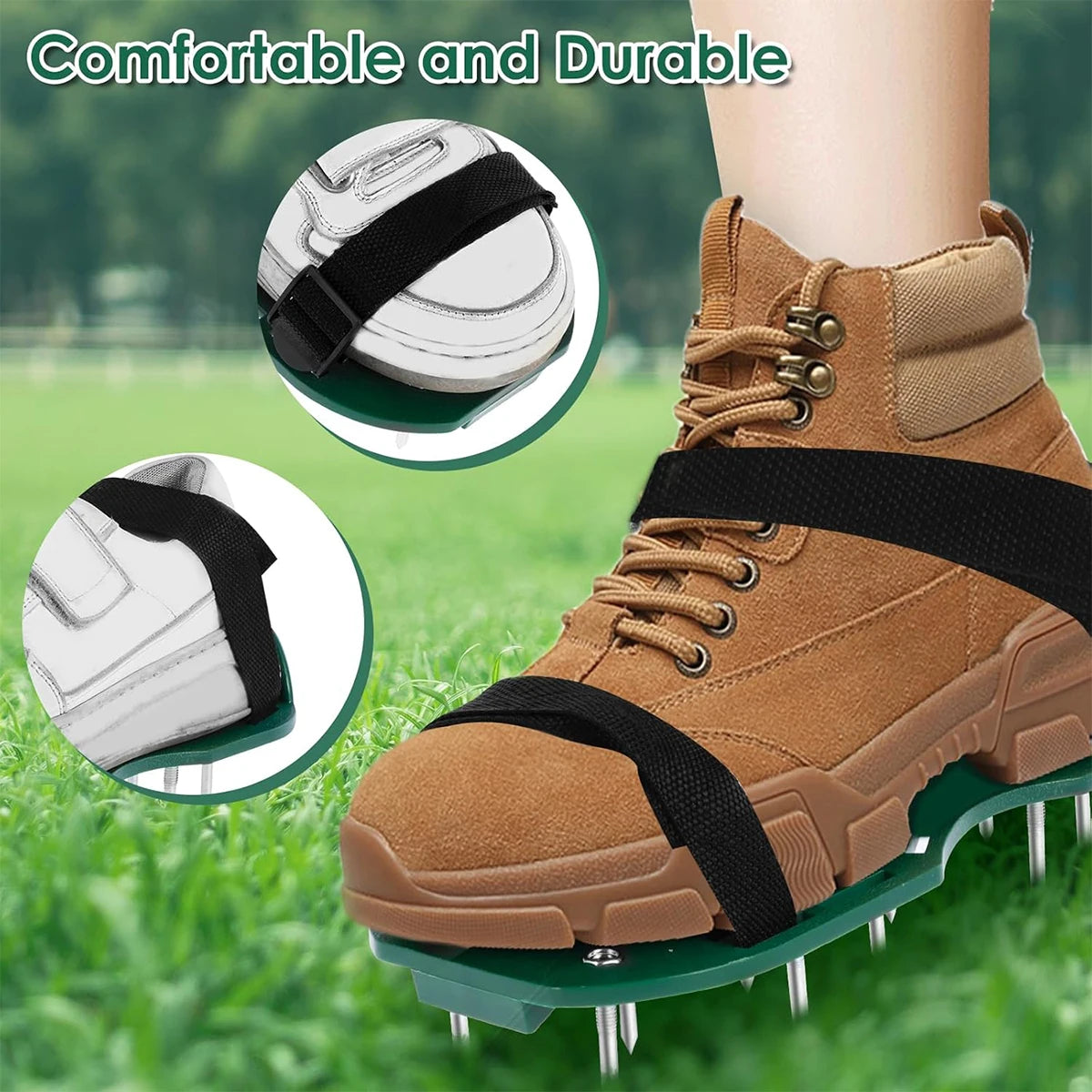 Adjustable Spiked Lawn Aerator Shoes – Manual Grass Aerating Sandals for Healthy Lawns
