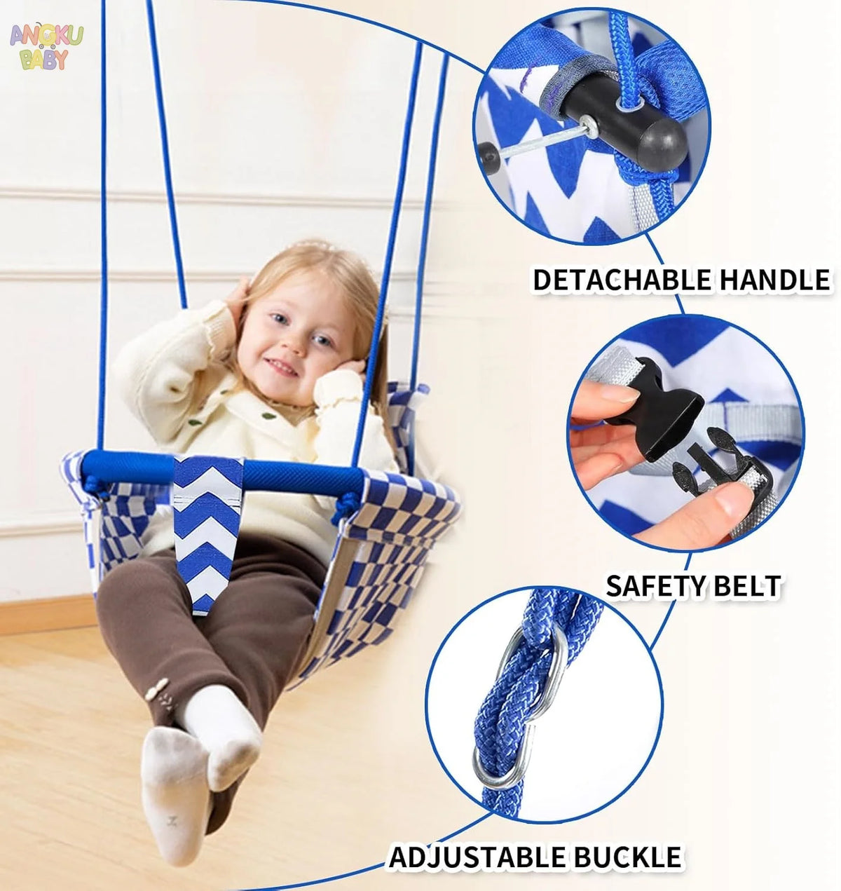 Adjustable Baby Swing with Safety Belt fit 6-96 Months Indoor Baby Hammock Hanging Swing Chair for Home,Courtyard & Backyard Use