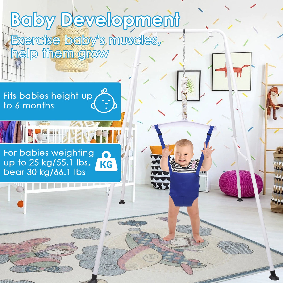 Baby Jumper Swing Outdoor Foldable Swing Set with Stand Multipurpose Playset,Outside Bouncers for Children 6 Months to 1.5 Years