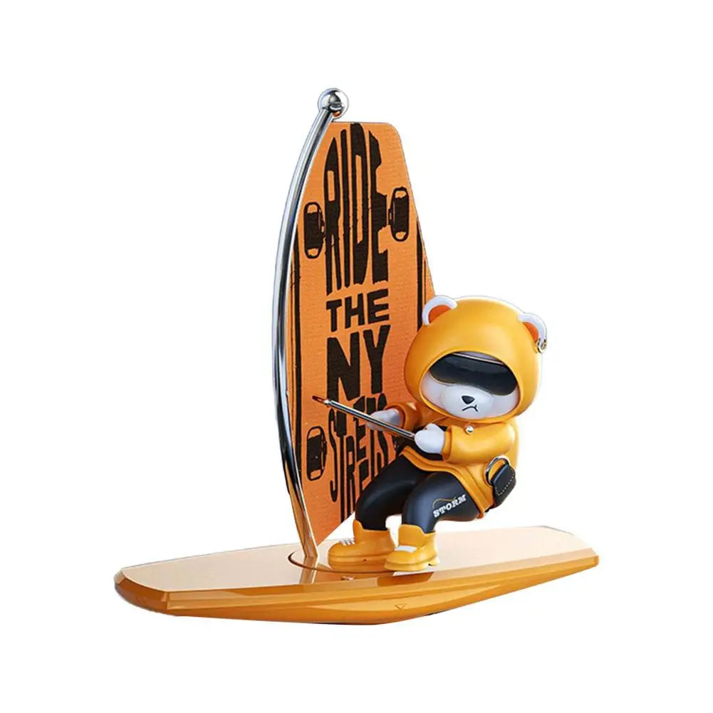 Magnetic Sailboat Swing Bear Car Dashboard Ornament – Sliding Cartoon Decoration