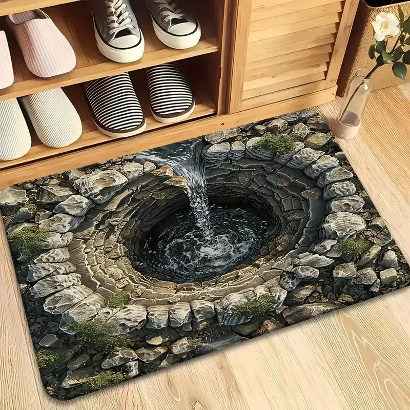 3D Bottomless-Brick Optical-Illusion Floor Mat