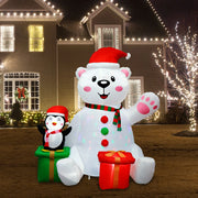 6 ft Inflatable Polar Bear & Penguin Christmas Display with LED Light