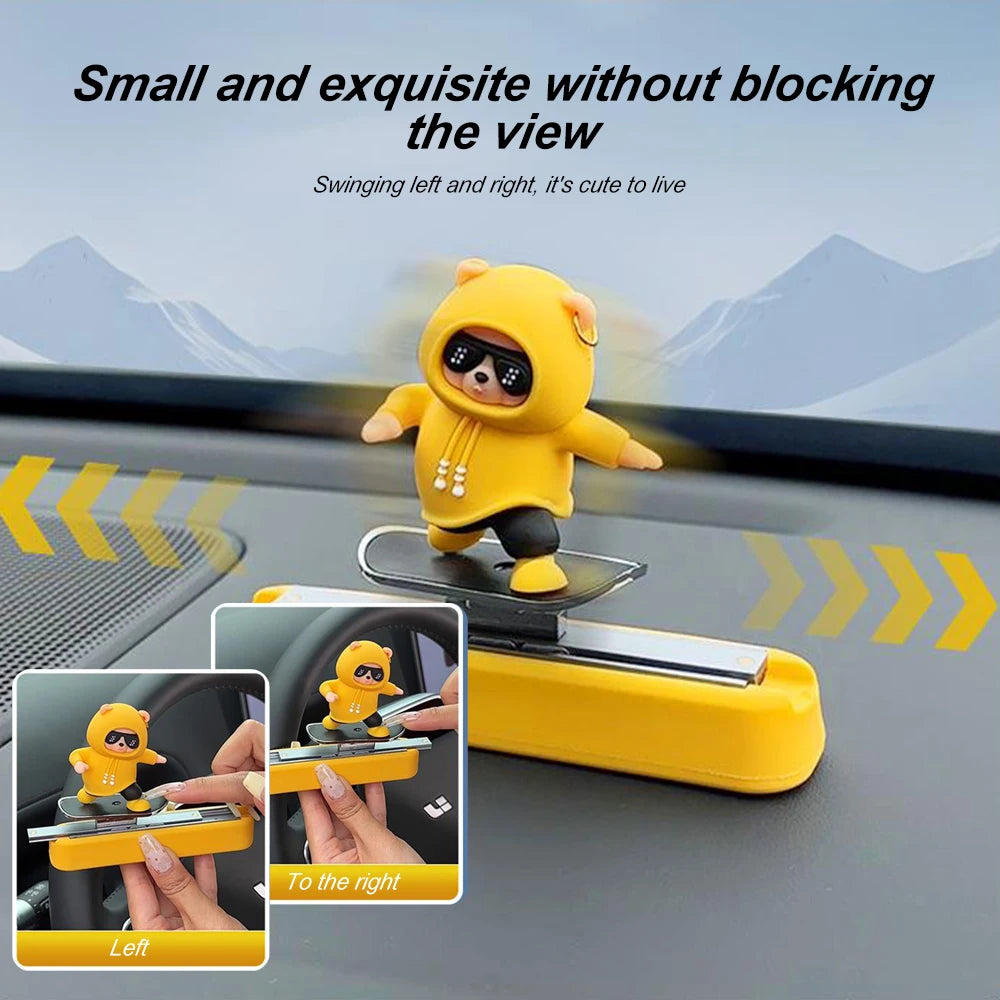 Magnetic Skateboard Bear Dashboard Ornament – 4 Styles