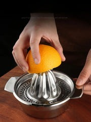 Manual Stainless-Steel Citrus Press with Bowl & Strainer
