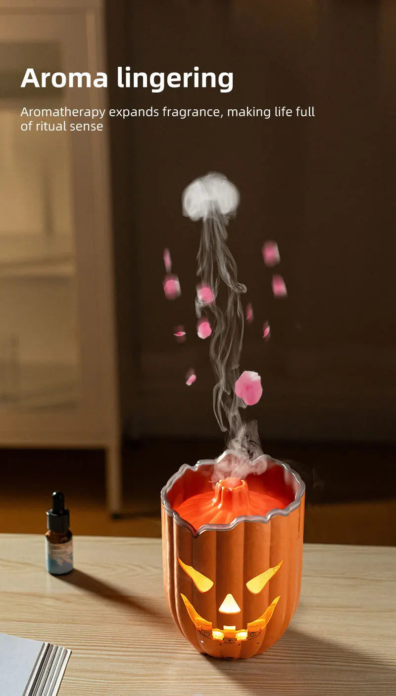 Halloween Pumpkin Aroma Diffuser & Humidifier – LED Night Light USB Essential Oil Mister