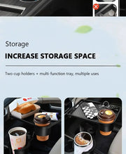 Expandable Car Cup Holder with 360° Snack Tray