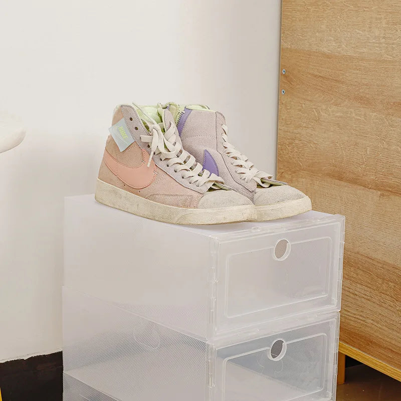 Stackable Clear Drawer Shoe Boxes – 2 Sizes, 1 or 6 Pack