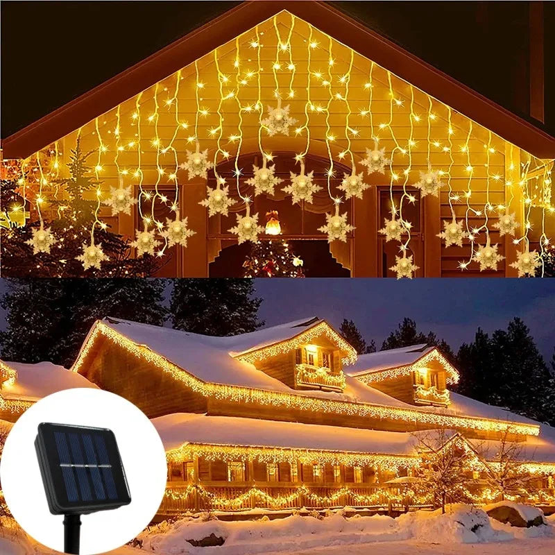 Solar Snowflake String Lights – 3.5 m or 7 m